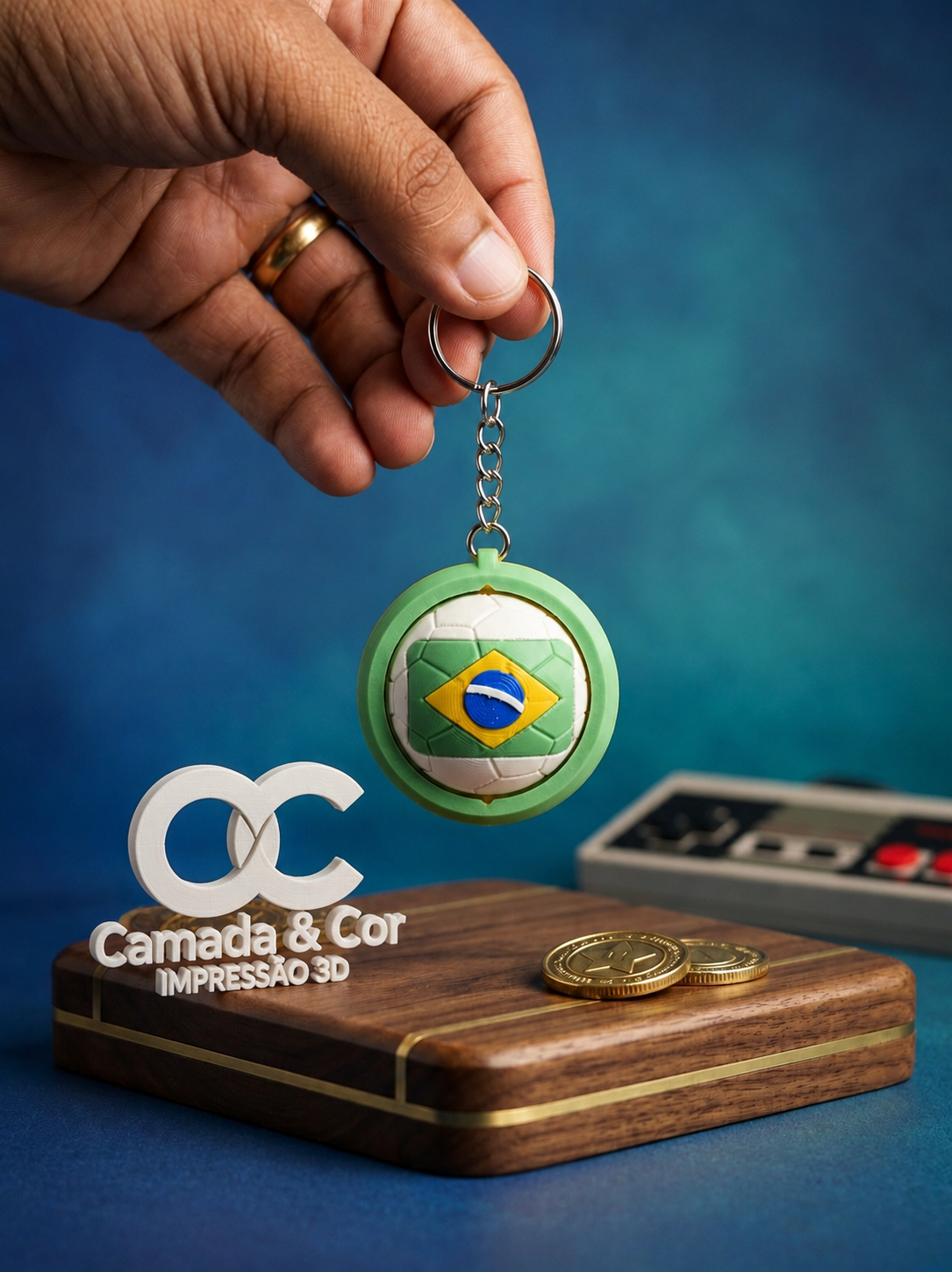 Chaveiro Bola Brasil — Impressão 3D